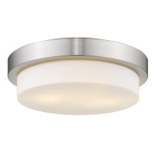 Golden 1270-13 PW - Wry Lighting Morgon 2-light 13" Flush Mount in Pewter and Opal Glass